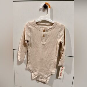 Cream Long Sleeve Baby Onesie